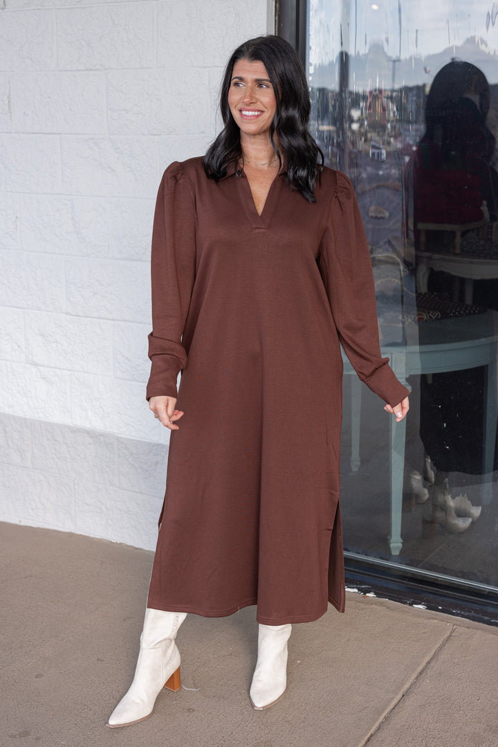 Choosing Happiness Brown Midi Dress
