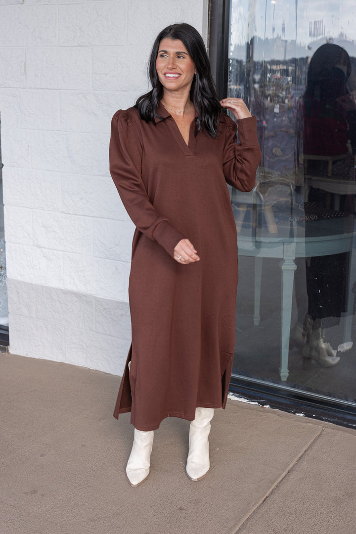 Choosing Happiness Brown Midi Dress