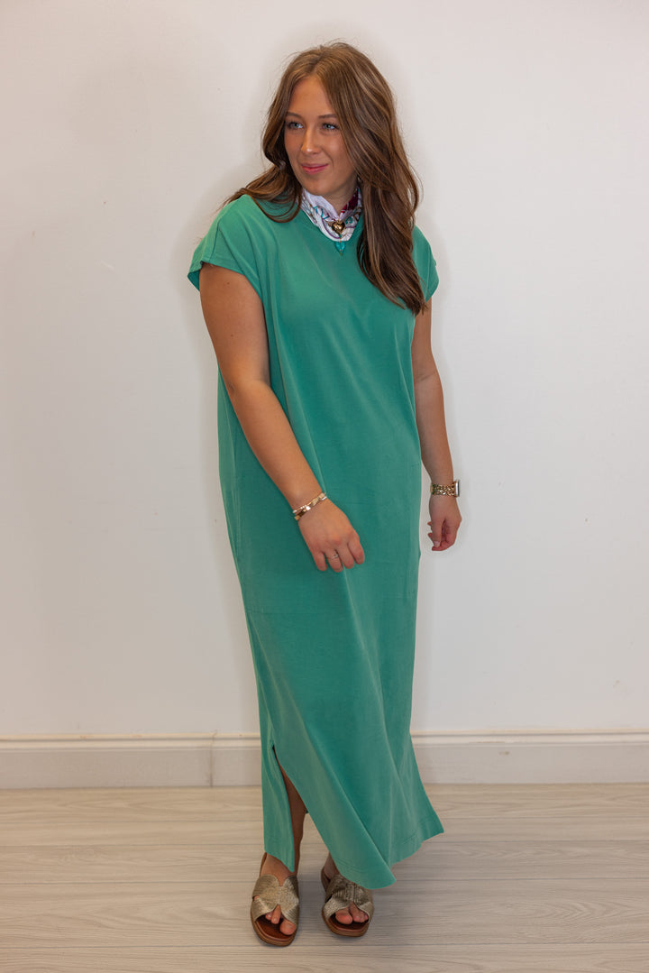 Women's pistachio green t-shirt style maxi dress by Wishlist
