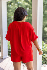 easy to wear everyday red shorts set