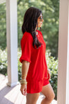 easy to wear everyday red shorts set