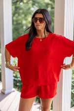 easy to wear everyday red shorts set