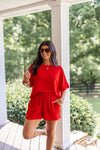 easy to wear everyday red shorts set