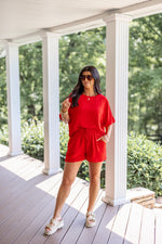 easy to wear everyday red shorts set