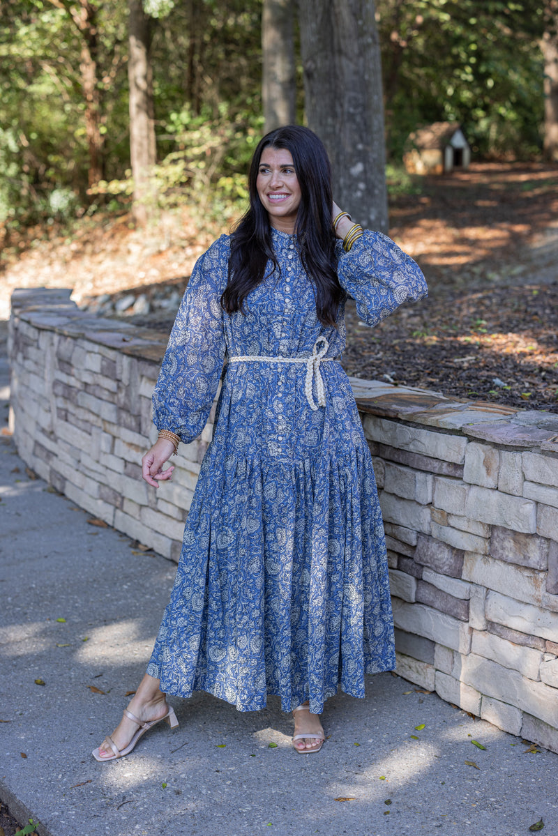 karlie blue paisley maxi dress