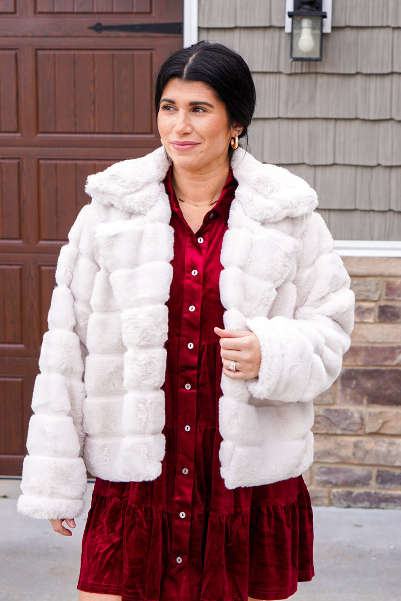 holiday glamour cream fur jacket