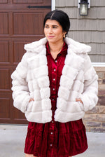 holiday glamour cream fur jacket