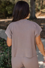 mocha ribbed knit stretch matching set