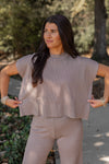 mocha ribbed knit stretch matching set