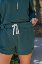 green scuba knit lounge shorts