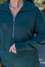 green scuba quarter zip pullover