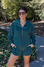 green scuba knit lounge shorts