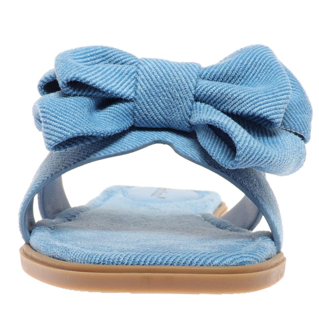empress denim blue bow slide sandals