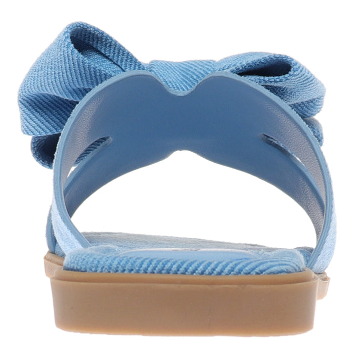 empress denim blue bow slide sandals
