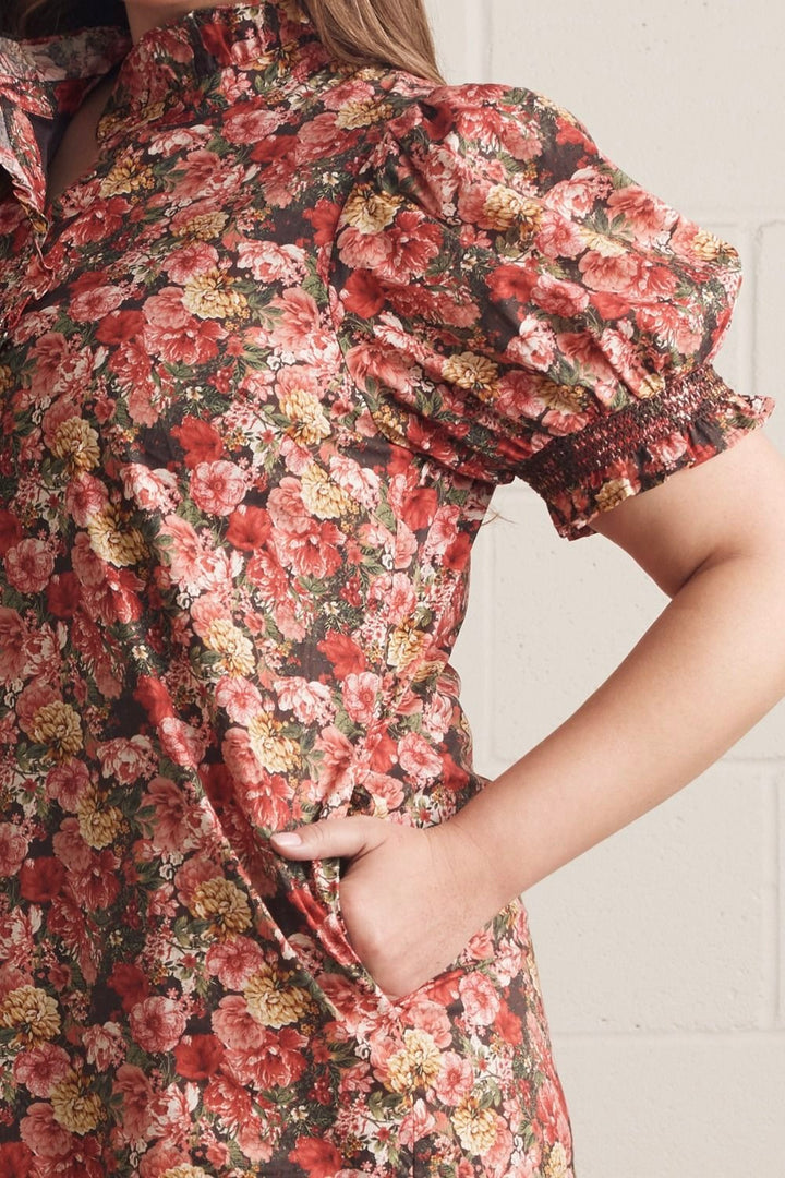 entro plus size brick floral print midi dress
