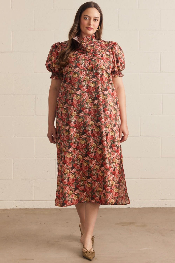 entro plus size floral print midi dress