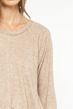 oatmeal long sleeve knit top entro