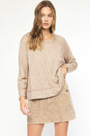 oatmeal long sleeve knit top entro