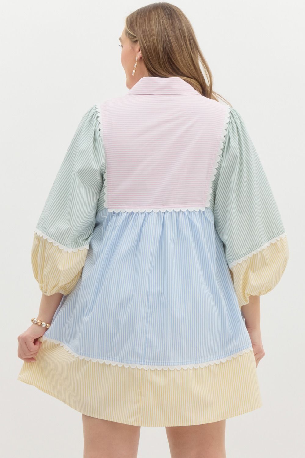 ENTRO PLUS SIZE pastel easter poplin cotton dress