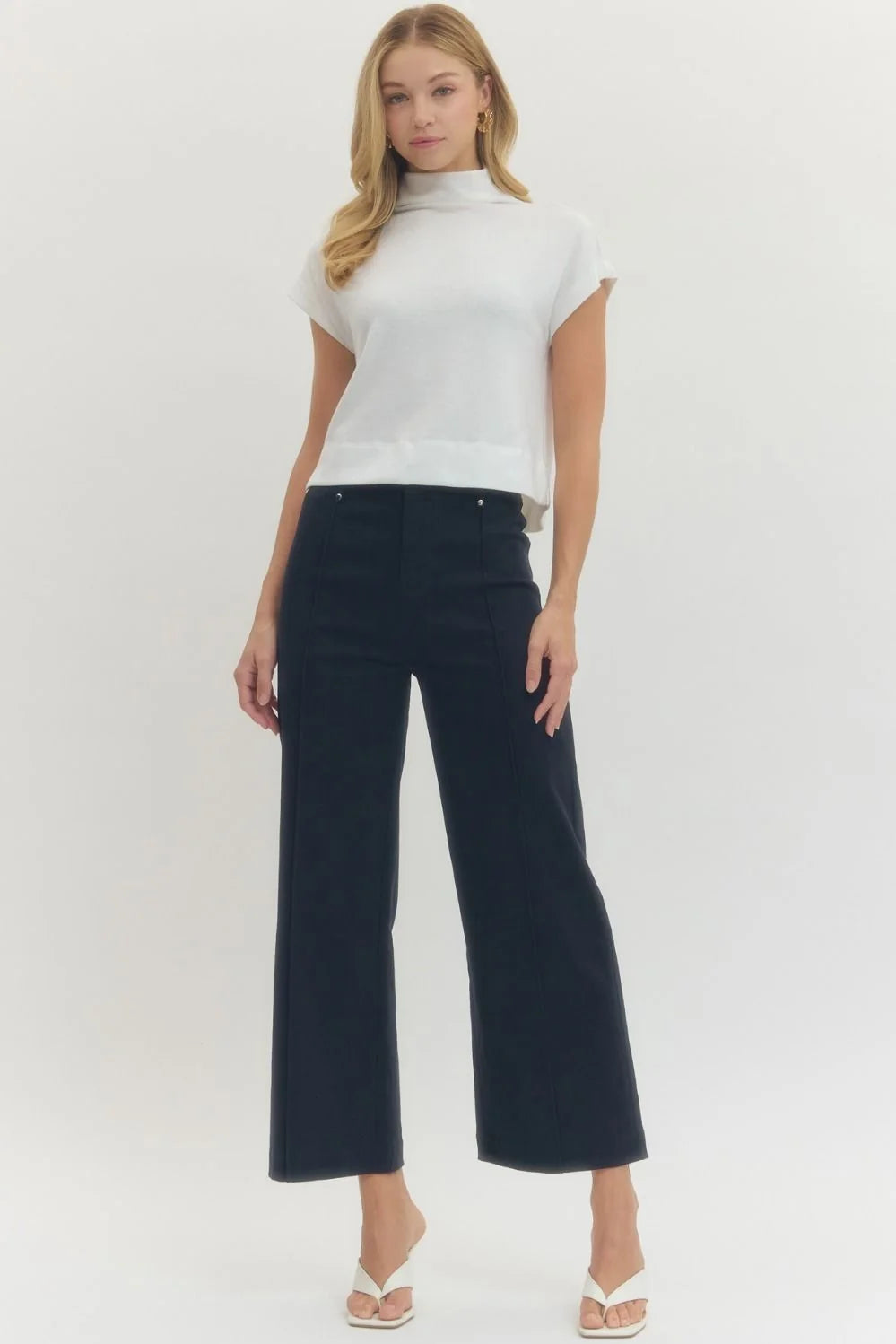 women's entro navy pintuck denim jeans