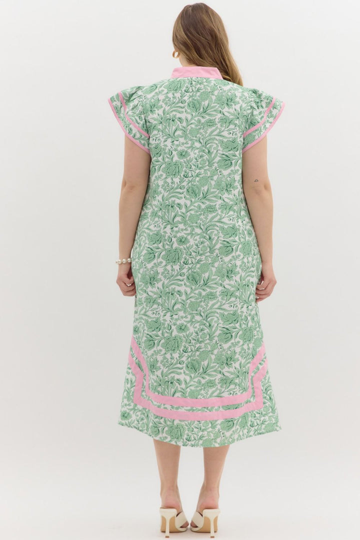 entro plus size floral green summer midi dress