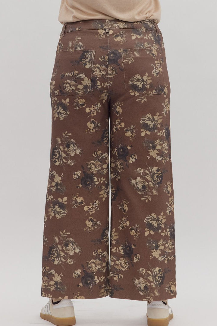 entro plus size brown fall floral pants back