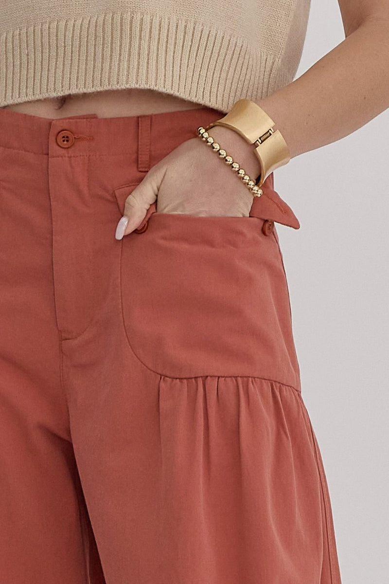 entro wide leg balloon cinch tie ankle pants