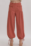 entro wide leg balloon cinch tie ankle pants