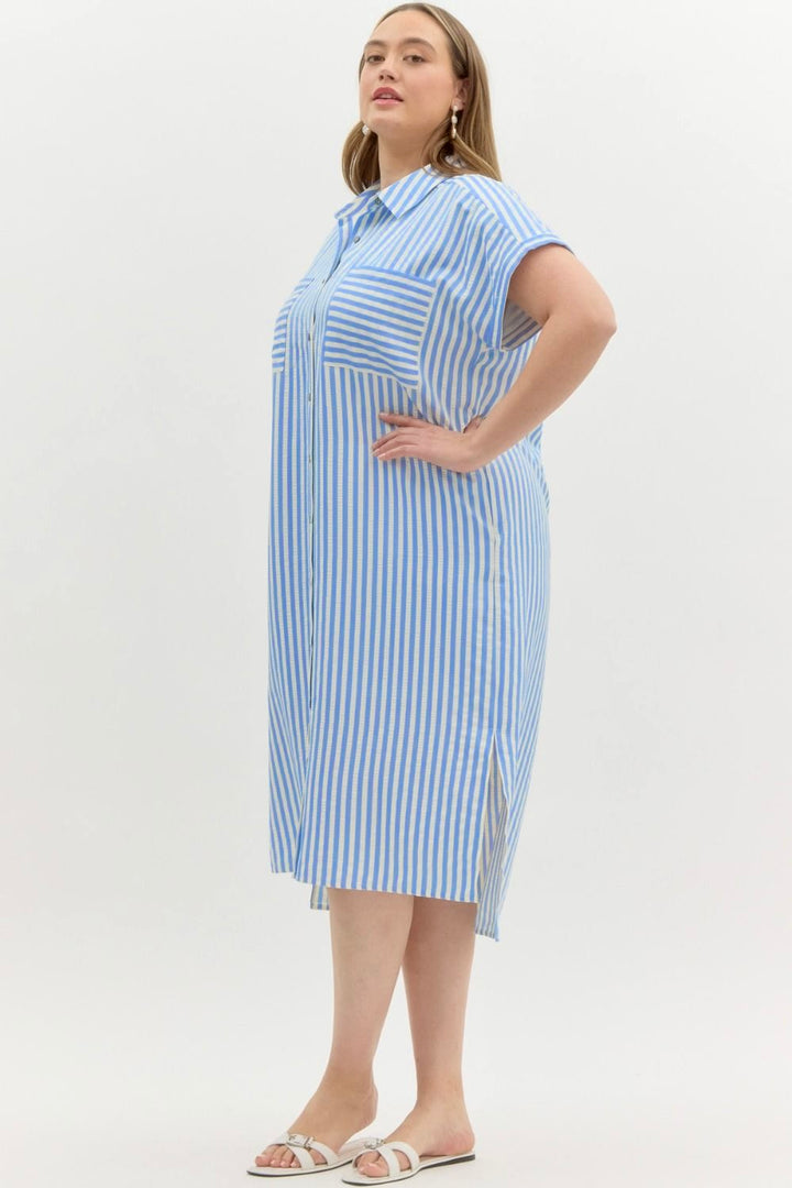 Stunningly Striped Blue Maxi Dress
