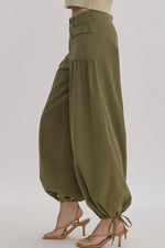 entro wide leg balloon pants cinch tie pants