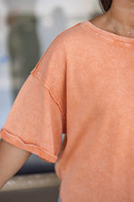 cotton orange cute basic women's top