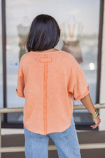 cotton orange cute basic women's top