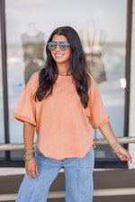 cotton orange cute basic women's top