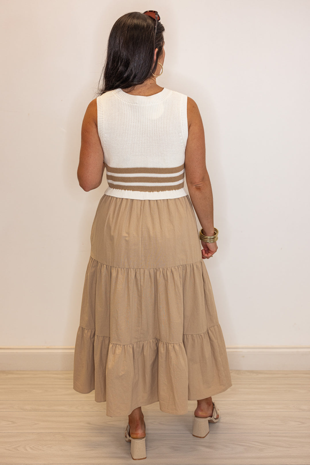 timeless classic beige ivory midi dress