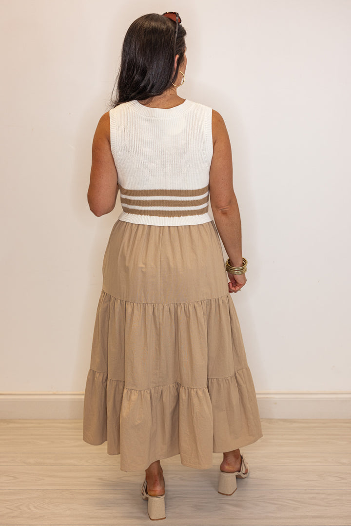 timeless classic beige ivory midi dress