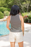 casual black ivory striped knit tank