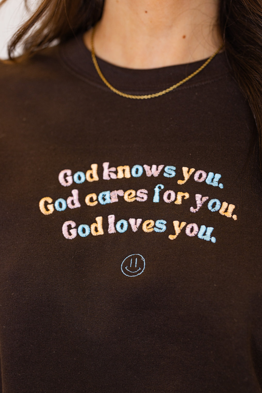 God knows you brown sweatshirt