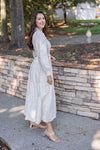 ivory smocked long sleeve tiered maxi dress