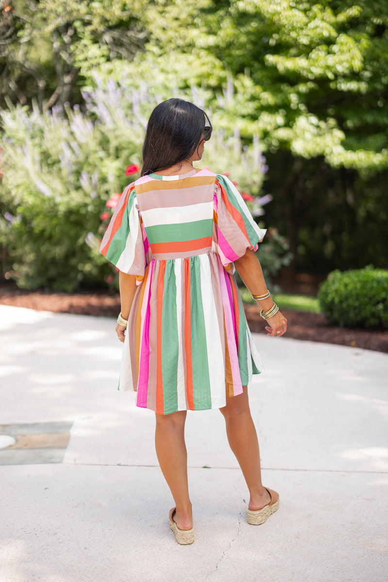 fall striped babydoll dress