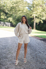 taupe lightweight lounge pullover top