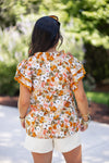 fall floral mustard dressy top