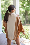 free people brown rust colorblock pullover 