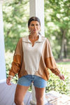 free people brown rust colorblock pullover 