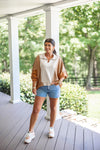 free people brown rust colorblock pullover 