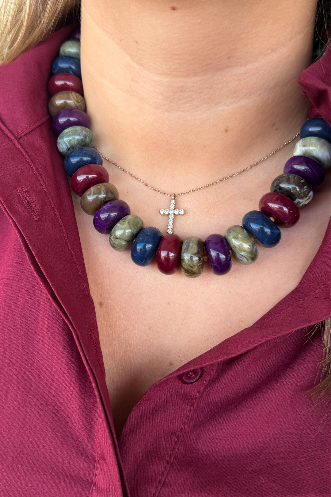 fall beaded multi color necklace