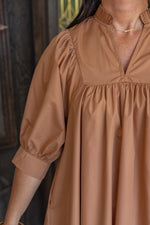 caramel cotton babydoll fall dress