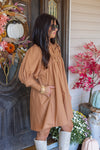 caramel cotton babydoll fall dress