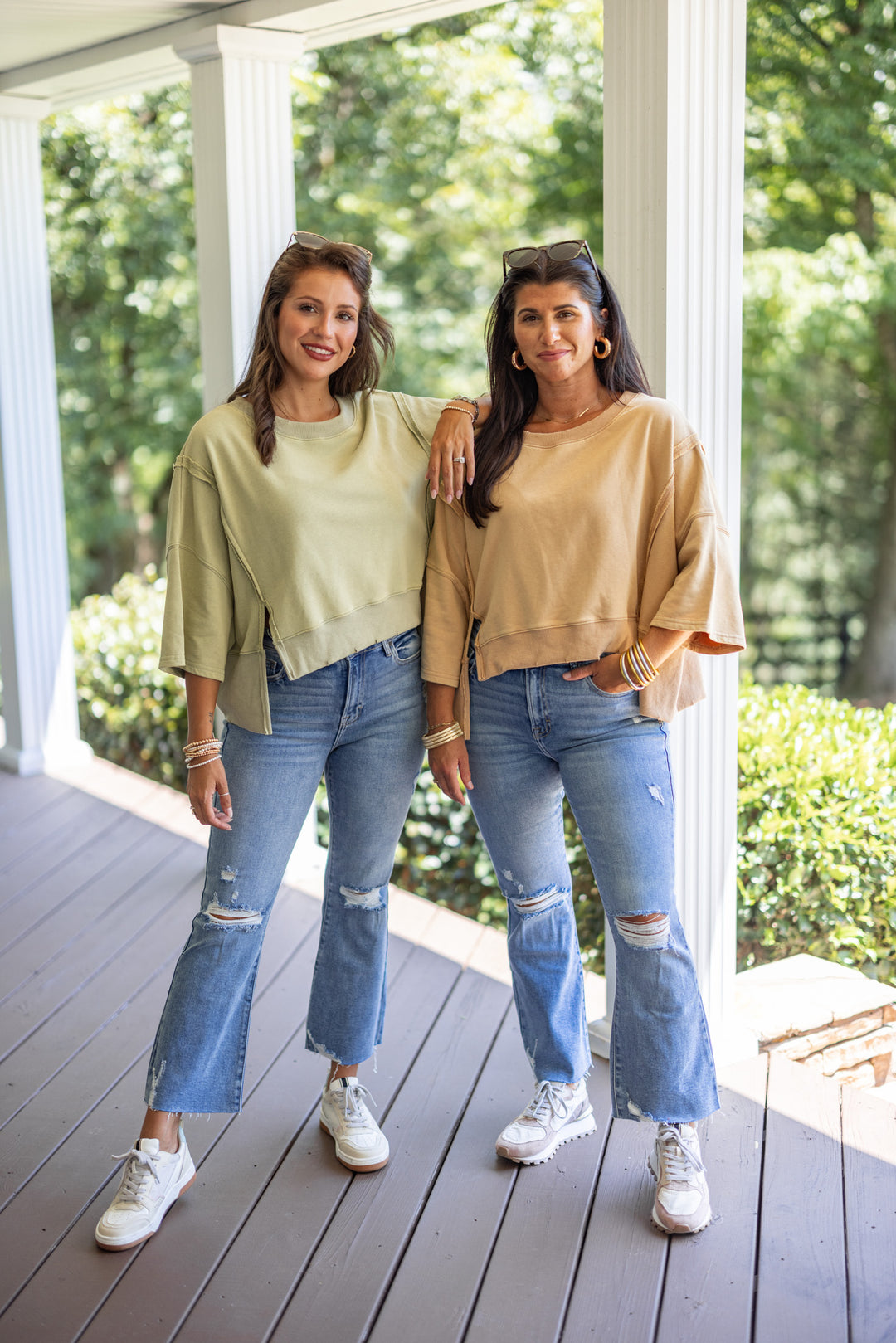 relaxed fit terry knit pullover top