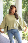 relaxed fit terry knit pullover top