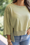 relaxed fit terry knit pullover top